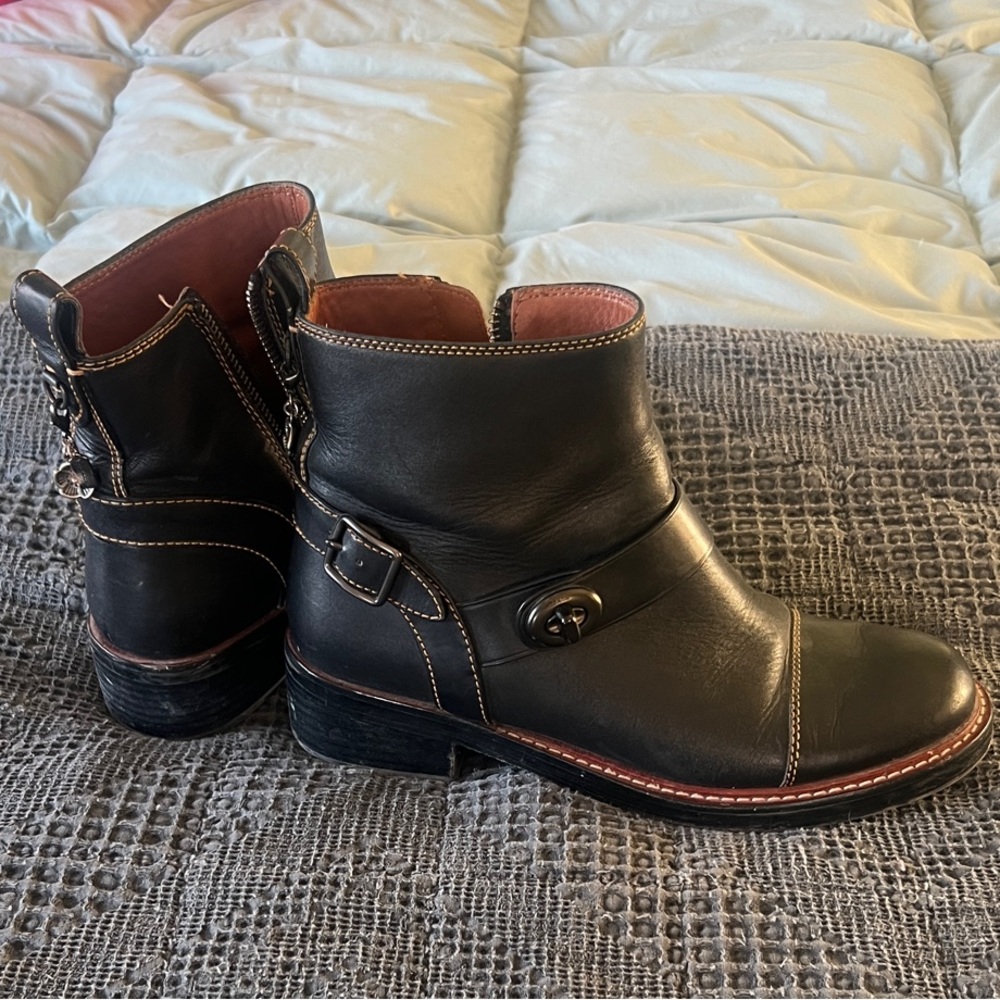 Coach Black Leather Ankle Booties - Picture 5 of 16